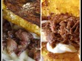 Y tú con qué prefieres la #cachapa? 1.- Cochino Frito y queso de Mano 2.-Carne mechada y queso de mano  #comodavenezolana #almuerzo #martes #foodporn #voltealaarepa #caracas #venezuela