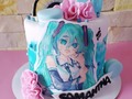 Miku Hatsune pintada a mano por mi bella @mariavma_08 para celebrar la vida de la hermosa Samantha 🎂 #mikuhatsunecake #tortademikuhatsune #fondantcake  #instacake  #celebracion  #pintadoamano  #hechoconamor  #cabimas  #hechoamano